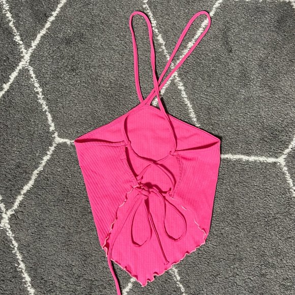Pink Halter Top, Open Back Top, Wild Fable, Size L - Picture 2 of 3
